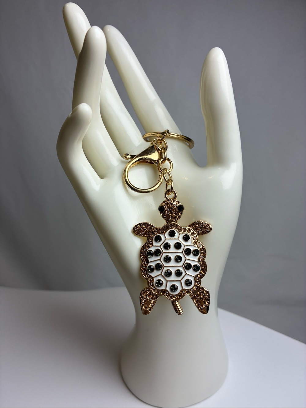 Gold-Tone Green Turtle Key & Bag Charm Keychain